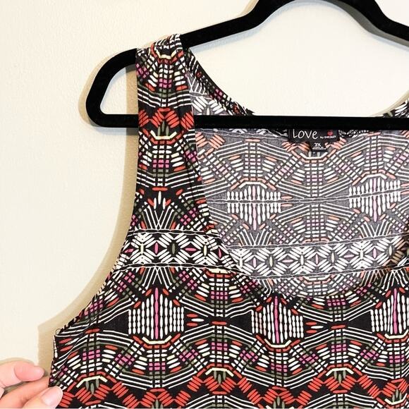 Love By Chesley Stretch Printed Scoop Neck Sleeveless Bodycon Dress Brown 2X - Picture 4 of 13